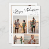 Moderne Kerstmis Script Familie Foto Vakantie Feestdagenkaart (Voorkant / Achterkant)