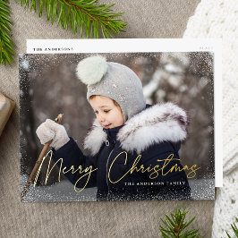 Moderne Kerstmis Script Foto Folie Feestdagen Briefkaart