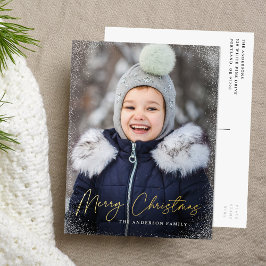 Moderne Kerstmis Script Foto Folie Feestdagen Briefkaart