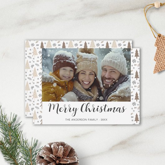 Moderne Kerstmis Script Foto Kerstkaart