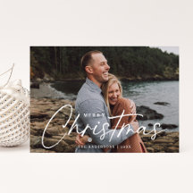 Moderne Kerstmis Script Foto Vakantiekaart