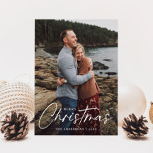 Moderne Kerstmis Script Foto Vakantiekaart