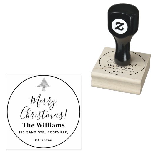 Moderne Kerstmis Script Rubberstempel (Gestempeld)