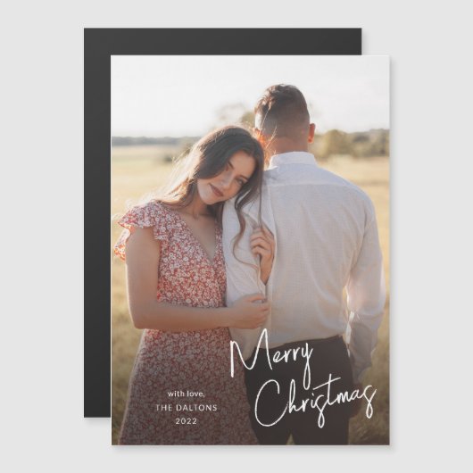 Moderne Kerstmis Script Simpele Foto (Voorkant / Achterkant)