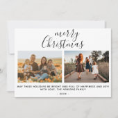 Moderne Kerstmis Scriptie Familie Foto Collage Feestdagenkaart (Voorkant)