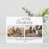 Moderne Kerstmis Scriptie Familie Foto Collage Feestdagenkaart (Staand voorkant)