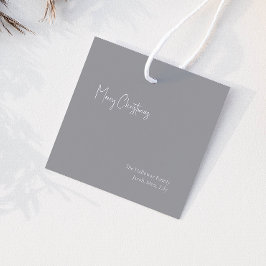 Moderne Kerstmis | Silver Square Family Gift Label