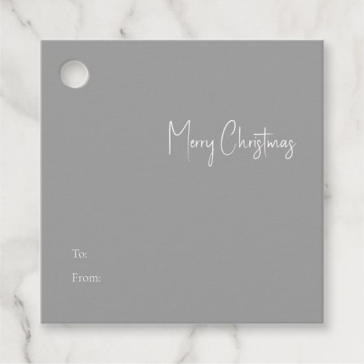 Moderne Kerstmis | Silver Square to from Gift Labe Bedankjes Labels (Voorkant)