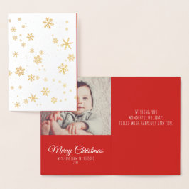 Moderne Kerstmis Sneeuwvlokken Bericht Familie Fot Folie Kaarten