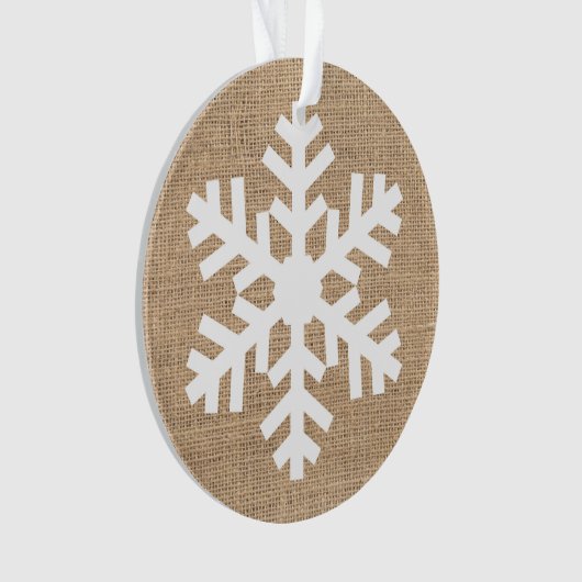 Moderne kerstmis Snowflake Rustic Burlap Ornament (voorkant)