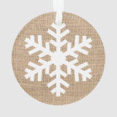 Moderne kerstmis Snowflake Rustic Burlap Ornament (achterkant)