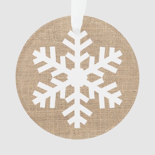 Moderne kerstmis Snowflake Rustic Burlap Ornament (voorkant)