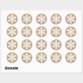 Moderne kerstmis Snowflake Rustic Burlap Ronde Sticker (Vel)