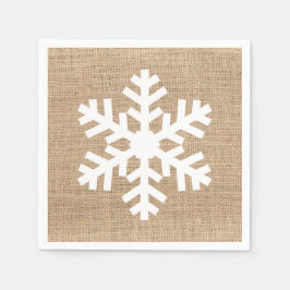 Moderne kerstmis Snowflake Rustic Burlap Servet