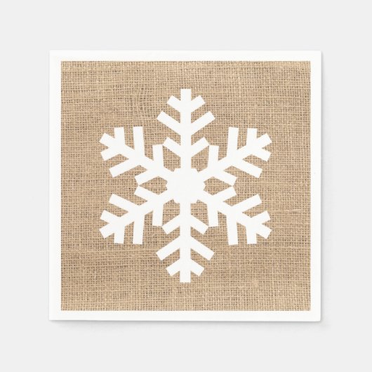 Moderne kerstmis Snowflake Rustic Burlap Servet (Voorkant)