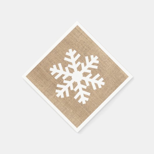 Moderne kerstmis Snowflake Rustic Burlap Servet (Hoek)