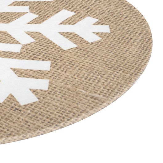 Moderne kerstmis Snowflake Rustic Burlap Snijplank (Hoek)