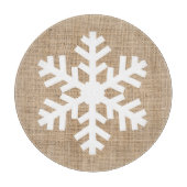 Moderne kerstmis Snowflake Rustic Burlap Snijplank (Voorkant)