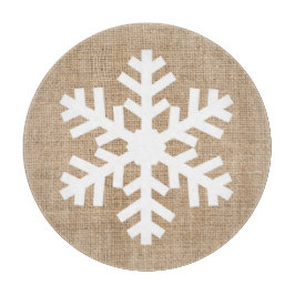 Moderne kerstmis Snowflake Rustic Burlap Snijplank