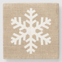 Moderne kerstmis Snowflake Rustic Burlap Stenen Onderzetter