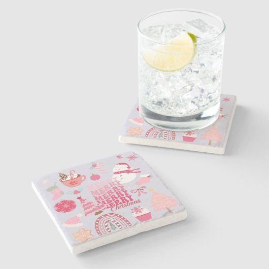Moderne Kerstmis Stenen Onderzetter (Zijkant)