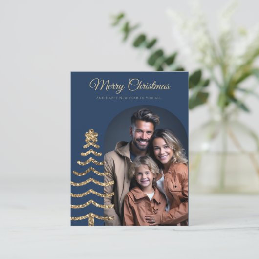 Moderne Kerstmis Stijlvolle Minimalistische fotofa Briefkaart (Staand voorkant)