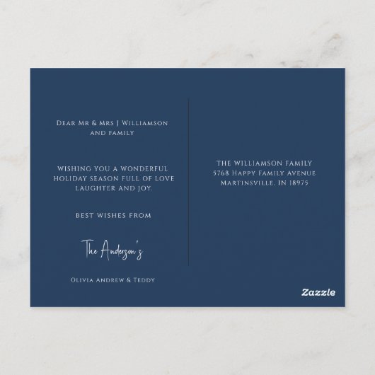 Moderne Kerstmis Stijlvolle Minimalistische fotofa Briefkaart (Achterkant)