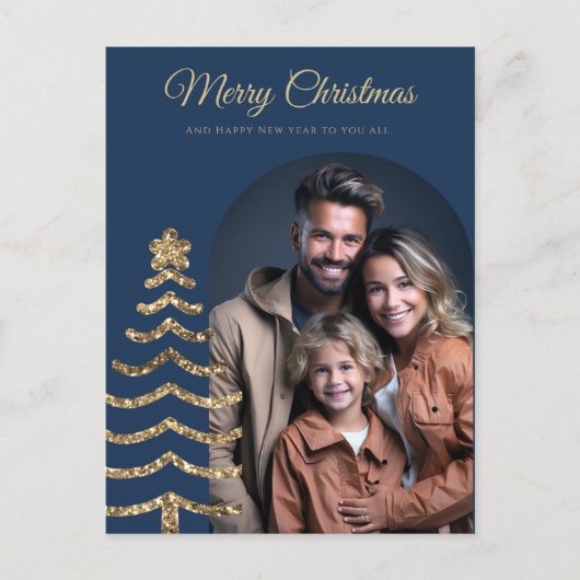 Moderne Kerstmis Stijlvolle Minimalistische fotofa Briefkaart (Voorkant)