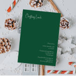 Moderne Kerstmis | Uitnodiging voor groene Lunch<br><div class="desc">Deze moderne kerst | groene lunchuitnodiging is perfect voor uw minimalistische shabby chic boho groene en witte feestdag groet. De minimale witte handgeschreven kalligrafie is delicaat en robuust, terwijl het klasje en elegant blijft. U zult vinden dat alles over dit product editable is, zodat voel vrij om afbeeldingen of meer...</div>