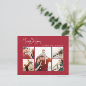 Moderne Kerstmis | Vijf-foto van het Rode Manuscri Feestdagenkaart (Staand voorkant)
