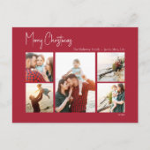 Moderne Kerstmis | Vijf-foto van het Rode Manuscri Feestdagenkaart (Voorkant)