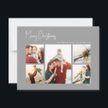 Moderne Kerstmis | Vijf zilveren foto's Feestdagenkaart<br><div class="desc">Deze moderne kerst | De zilveren vijf-foto-vakantiekaart is ideaal voor uw minimalistische shabby-chic boho Silver en witte feestdag. De minimale witte handgeschreven kalligrafie is delicaat en robuust, terwijl het klasje en elegant blijft. U zult vinden dat alles over dit product editable is, zodat voel vrij om afbeeldingen of meer tekst...</div>