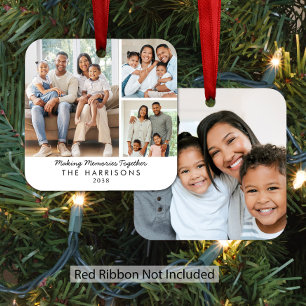 Moderne Kerstmis voor 4 foto's van het gezin Metalen Ornament
