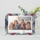 Moderne Kerstmis Vrede en Liefde Familie Foto Feestdagenkaart (Staand voorkant)