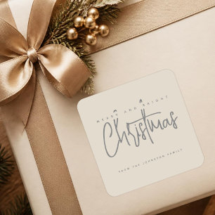 Moderne Kerstmis vrolijk en helder eenvoudig scrip Vierkante Sticker