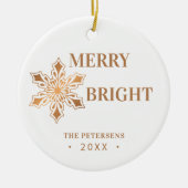 Moderne Kerstmis Vrolijk en Helder fotogoud Keramisch Ornament (Voorkant)