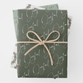 Moderne Kerstmis Vrolijke Groene krans Inpakpapier Vel (In situ)