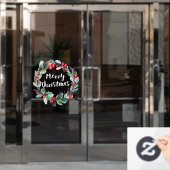 Moderne Kerstmis waterverf met script Raamsticker (Kantoordeur)