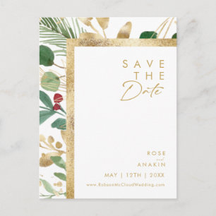 Moderne Kerstmis   White Save the Date Briefkaart