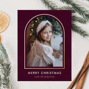 Moderne Kerstmis Wijnboog Foto Folie Feestdagen Briefkaart