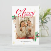 Moderne Kerstmis winter fotocollage elegant Feestdagenkaart (Staand voorkant)