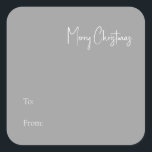 Moderne Kerstmis | Zilver naar Vierkante Sticker<br><div class="desc">Deze moderne kerst | zilver naar vierkante sticker is perfect voor uw minimalistische shabby-scheerlijker en witte feestdag. De minimale witte handgeschreven kalligrafie is delicaat en robuust, terwijl het klasje en elegant blijft. U zult vinden dat alles over dit product editable is, zodat voel vrij om afbeeldingen of meer tekst toe...</div>