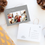 Moderne Kerstmis | Zilver Script Five-Photo Feestdagenkaart<br><div class="desc">Deze moderne kerst | Silver script met vijf foto's vakantie-briefkaart is ideaal voor uw minimalistische shabby chic boho Silver en white vakantion groet. De minimale witte handgeschreven kalligrafie is delicaat en robuust, terwijl het klasje en elegant blijft. U zult vinden dat alles over dit product editable is, zodat voel vrij...</div>