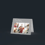 Moderne Kerstmis | Zilver Script Folded Five-Photo Feestdagen Kaart<br><div class="desc">Deze moderne kerst | Silver script gevouwen met vijf foto's is perfect voor je minimalistische shabby chic boho Silver en white vakantion groet. De minimale witte handgeschreven kalligrafie is delicaat en robuust, terwijl het klasje en elegant blijft. U zult vinden dat alles over dit product editable is, zodat voel vrij...</div>