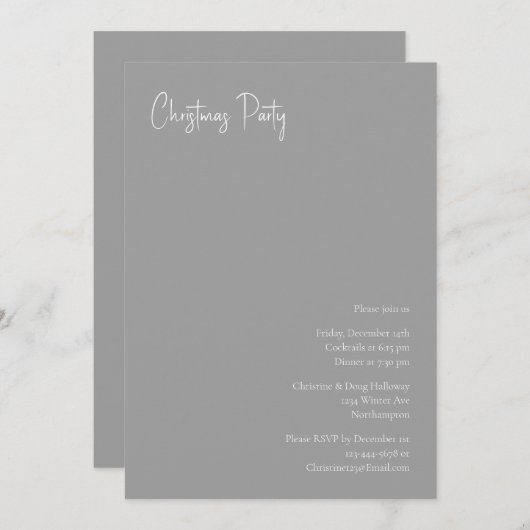 Moderne Kerstmis | Zilverpartij-uitnodiging Kaart (Voorkant / Achterkant)