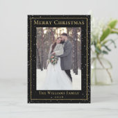 Moderne Kerstmis, zwart Gold herfst 2 Foto Feestdagenkaart (Staand voorkant)