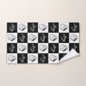 Moderne Kerstmis Zwart Witte Kerstman Gezicht Bad Handdoek (Handdoek)