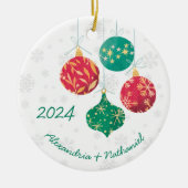 Moderne Kerstmisbollen Monogram Keramisch Ornament (Voorkant)