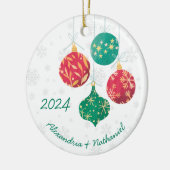 Moderne Kerstmisbollen Monogram Keramisch Ornament (Links)