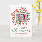 Moderne Kerstmisfoto en Naam Kaart (Gele Bloem)